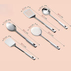 Stainless Steel Kitchen Utensil Set, 5-Piece Cooking Tools with Ladle, Basting Spoon, Skimmer, Turner, Slotted Turner, 35.5 cm Length