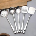 Stainless Steel Kitchen Utensil Set, 5-Piece Cooking Tools with Ladle, Basting Spoon, Skimmer, Turner, Slotted Turner, 35.5 cm Length