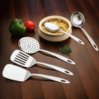 Stainless Steel Kitchen Utensil Set, 5-Piece Cooking Tools with Ladle, Basting Spoon, Skimmer, Turner, Slotted Turner, 35.5 cm Length